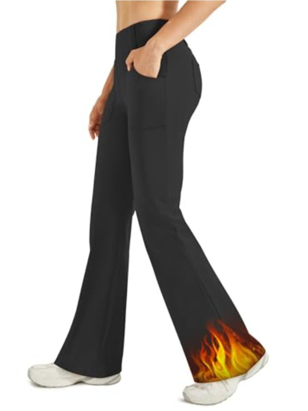 Fleece Lined Flare Leggings Yoga Dress Pants for Women